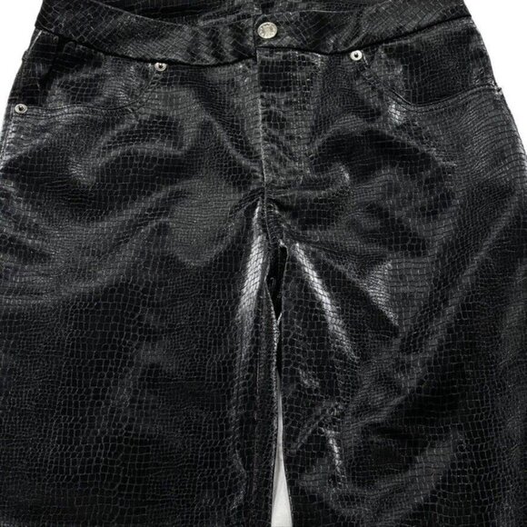 SALT Black Textured Faux Crocodile Pants Straight Leg Mid Rise Womens Size S - Picture 12 of 16